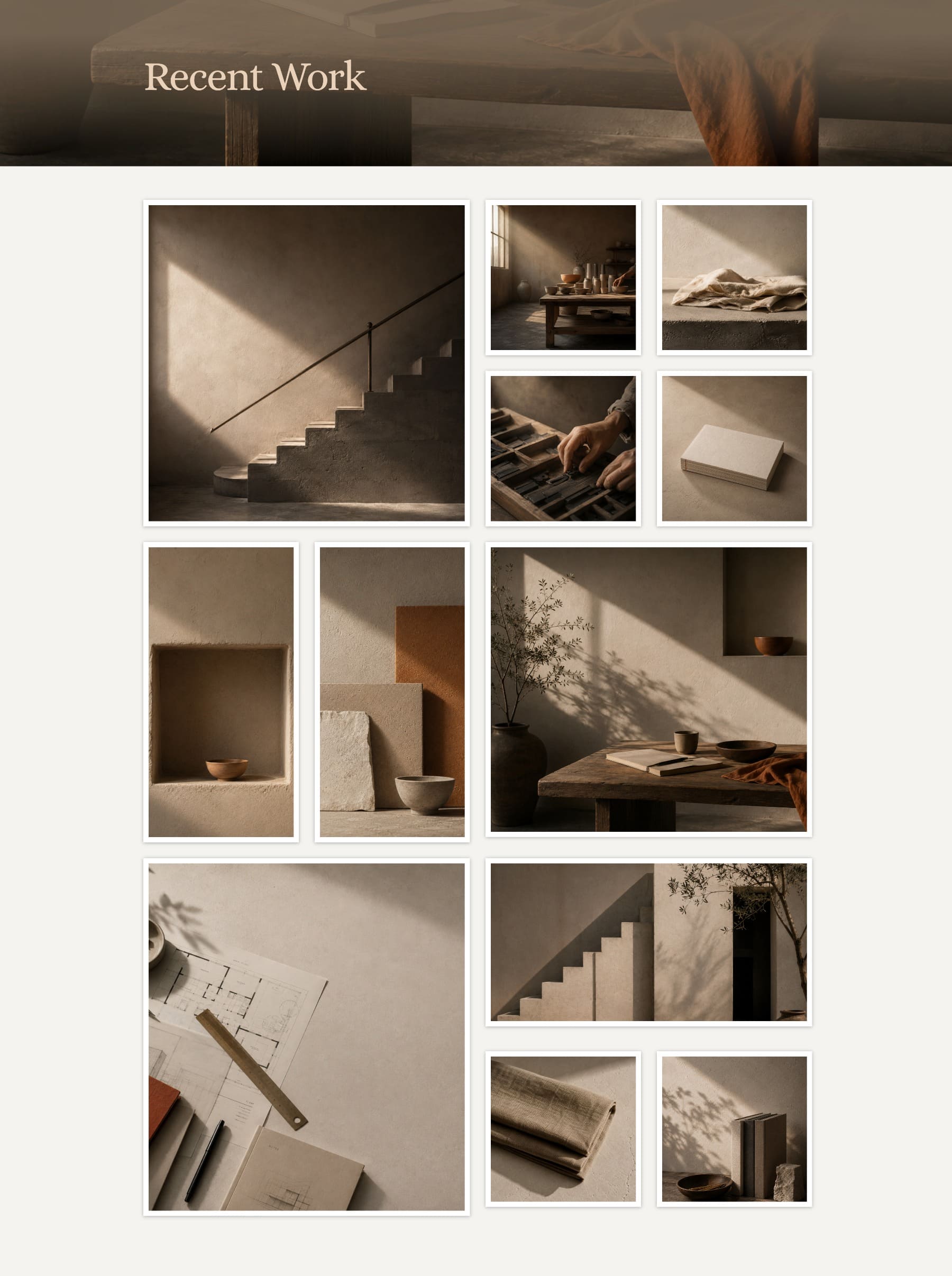 Finished asymmetric twelve-image gallery built with the Divi 5 CSS Grid Editor