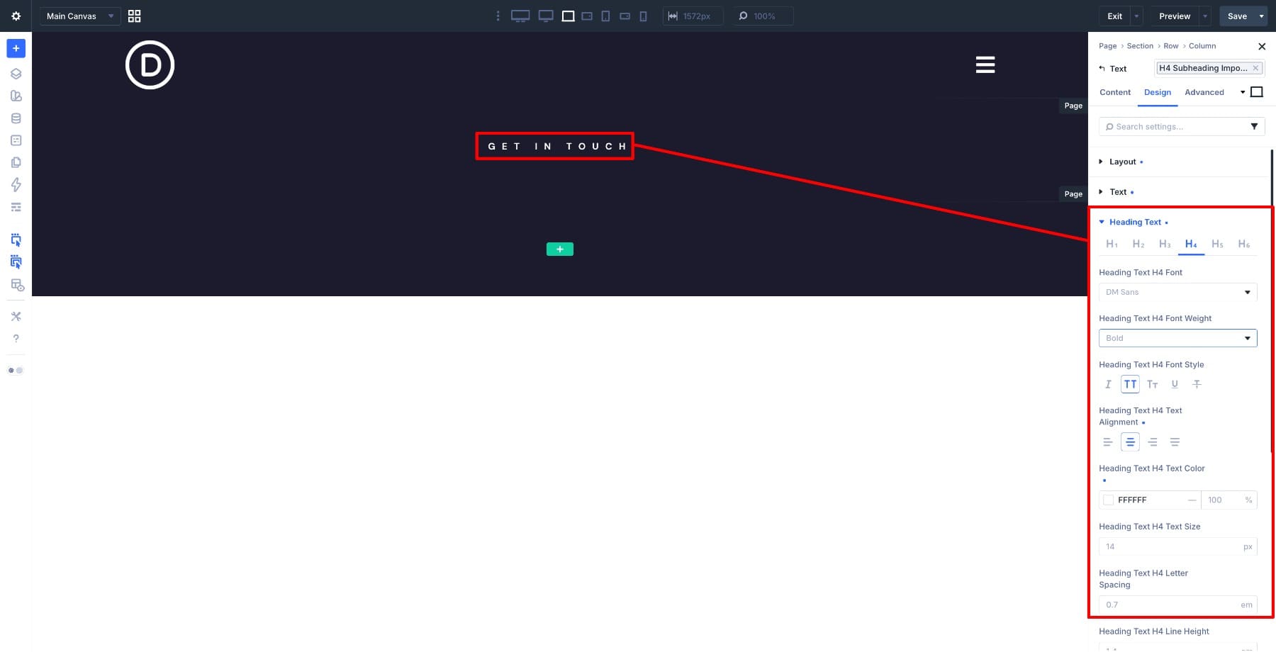 Small heading module added above the form title