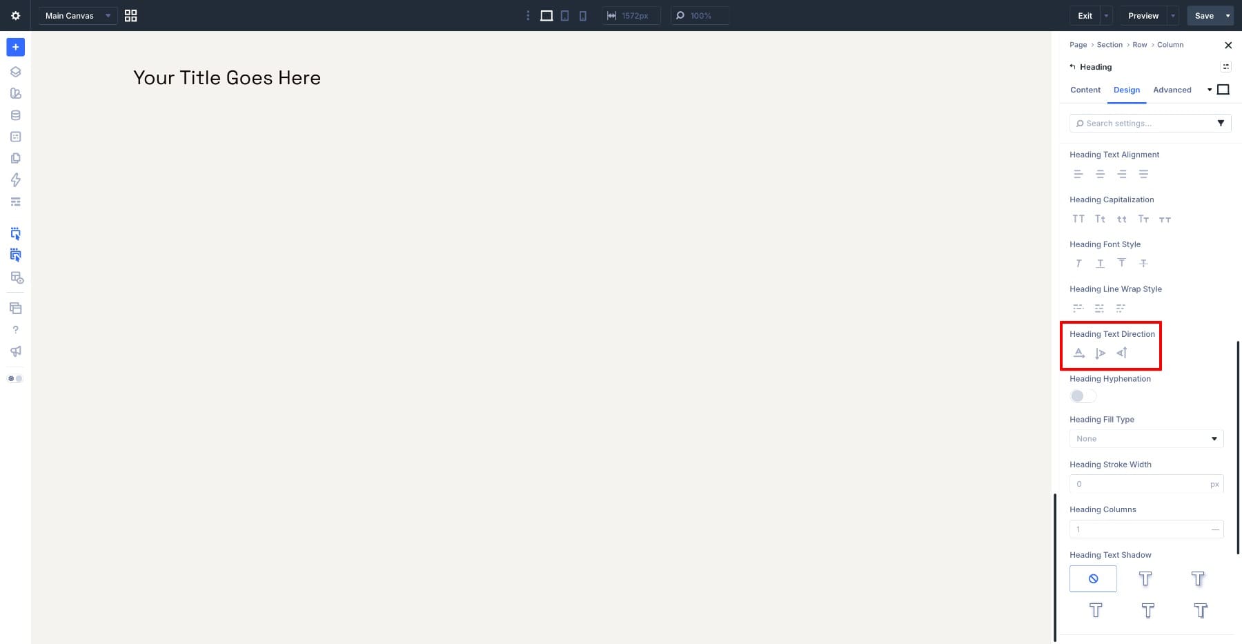 Heading Text Direction setting in Divi 5
