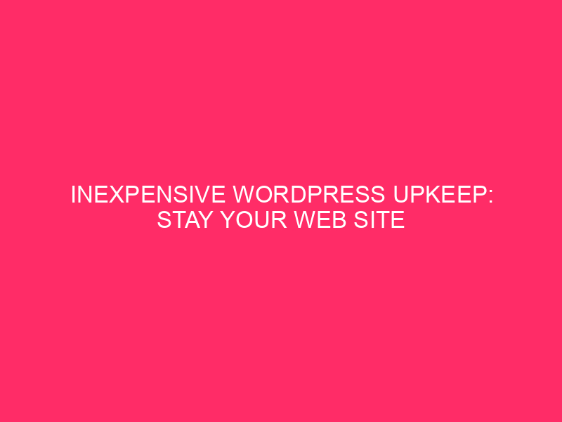 Inexpensive WordPress Upkeep: Stay Your Web site Shining: Inexpensive WordPress Upkeep…
