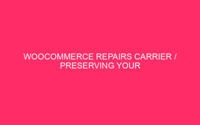 WooCommerce Repairs Carrier / Preserving Your On-line Retailer Shipshape: The…