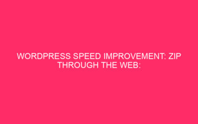 WordPress Speed Improvement: Zip Through The Web: Turbocharging Your WordPress…