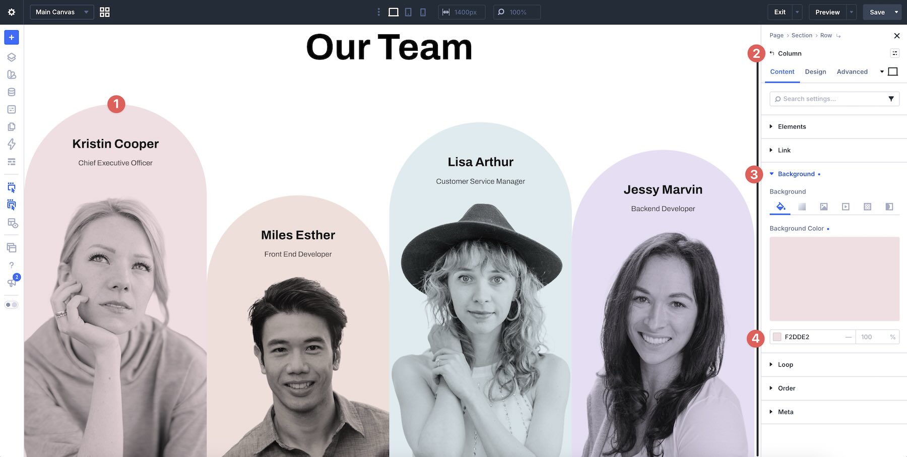 updating background colors in Divi 5.
