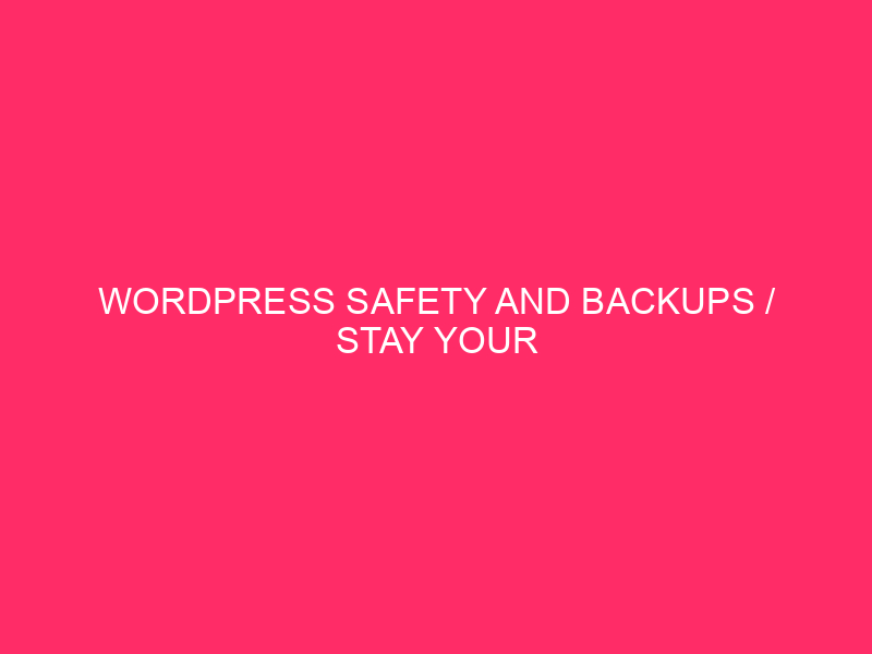WordPress Safety And Backups / Stay Your WordPress Web site Protected:…