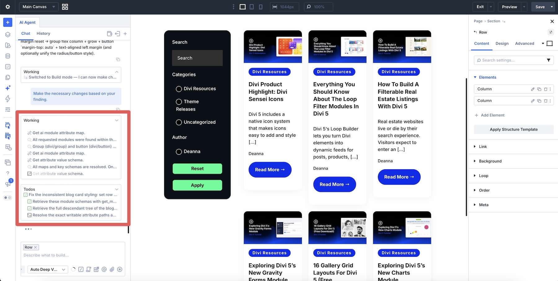 Divi AI Agents in action