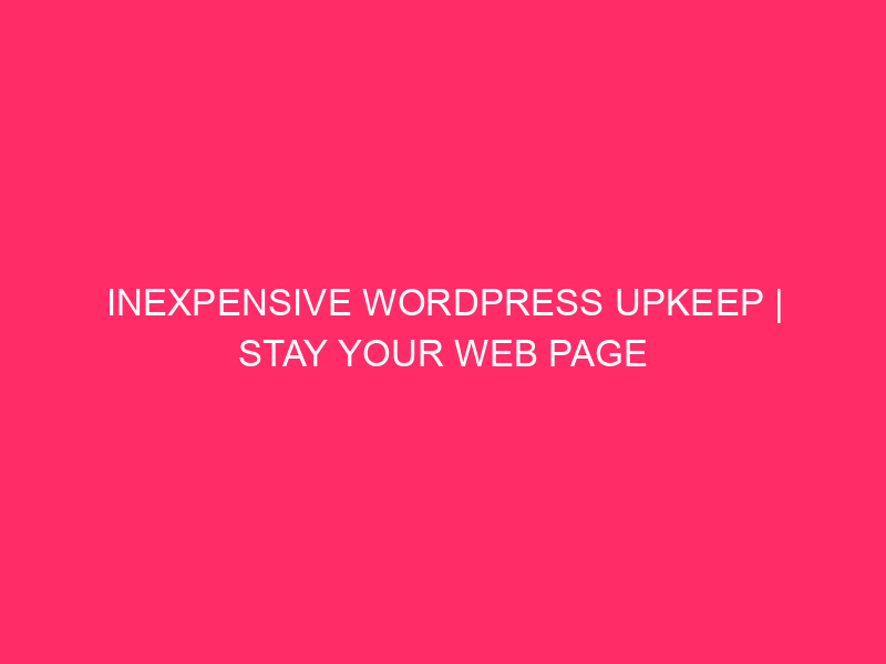Inexpensive WordPress Upkeep | Stay Your Web page Buzzing: Sensible &…