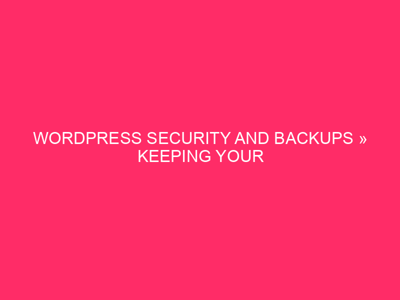 WordPress Security And Backups » Keeping Your Wyoming Websites Safe:…